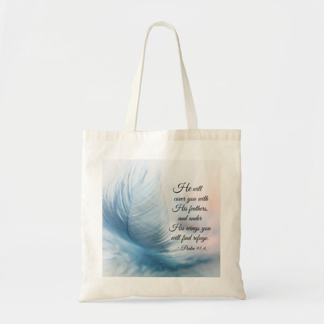 Tote Bag Psaume 91:4 Il vous couvrira de ses plumes (Devant)