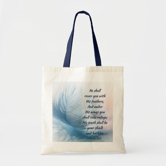 Tote Bag Psaume Inspirationnel 91:4 Sous Ses Ailes (Devant)