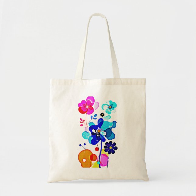 Tote Bag Psychedelic Fluid Abstract Colorful Flowers (Devant)