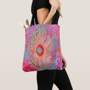 Tote Bag Psychédélique Corail Rétro Hibiscus arc-en-ciel