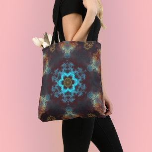 Tote Bag Psychédélique Hippie Fleur Bleu Rouge et Jaune