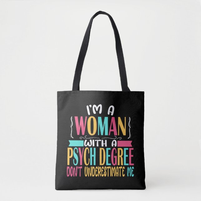Tote Bag Psychologue Psychologie Diplôme principal PsyD PhD (Devant)