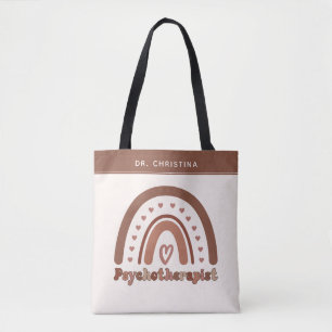Tote Bag Psychothérapeute personnalisée Boho Rainbow