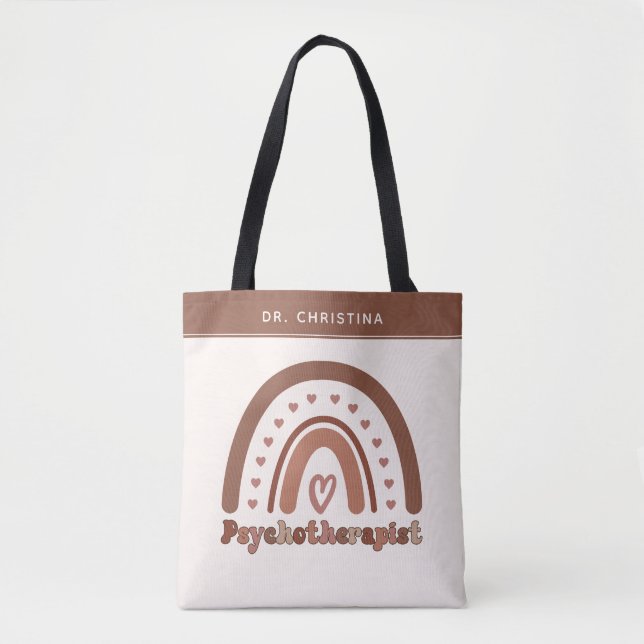 Tote Bag Psychothérapeute personnalisée Boho Rainbow (Devant)