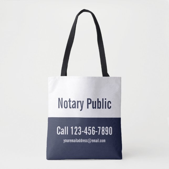 Tote Bag Publicité Notaire Midnight Blue et White Promotion (Devant)