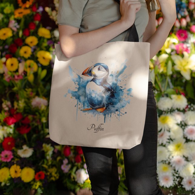 Tote Bag Puffin Splash, personnalisé (Créateur téléchargé)
