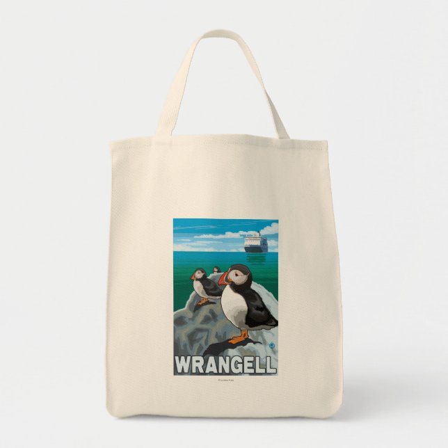 Tote Bag Puffins & Cruise Ship - Wrangell, Alaska (Devant)