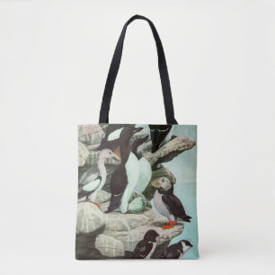 Tote Bag Puffins et oiseaux aquatiques d'époque par Louis F