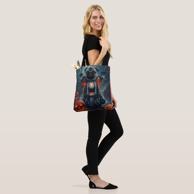 Tote Bag Pug à moto Halloween effrayant (Sur le modèle)