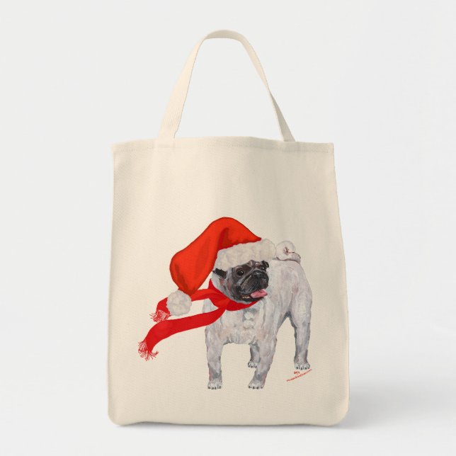 Tote Bag Pug de Noël (Devant)