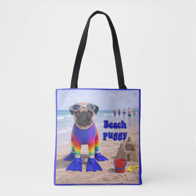Tote Bag Puggy de plage (Devant)