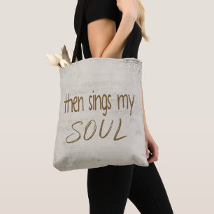 Tote Bag "Puis Chante Mon Âme" Texte Sur Partition