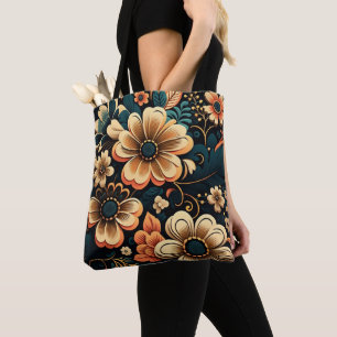 Tote Bag Puissance de fleur boho rétro