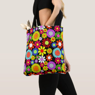 Tote Bag Puissance de fleur hippie de printemps rétro