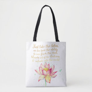 Tote Bag Puissant devis Postivite avec Lotus