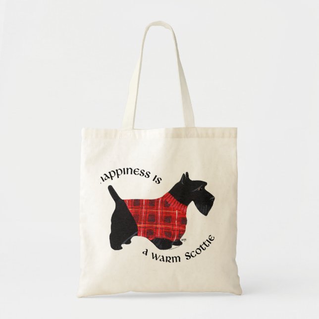 Tote Bag Pull à carreaux rouge et noir pour Terrier Écossai (Devant)