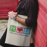Tote Bag Pulmonologist Peace Love Pulmonology<br><div class="desc">Peace Love Pulmonology. A cool pulmonologist tote bag for a pulmonology doctor or nurse with a peace sign,  heart,  and lungs. A great gift for a pulmonary specialist who treats asthma and other respiratory issues.</div>