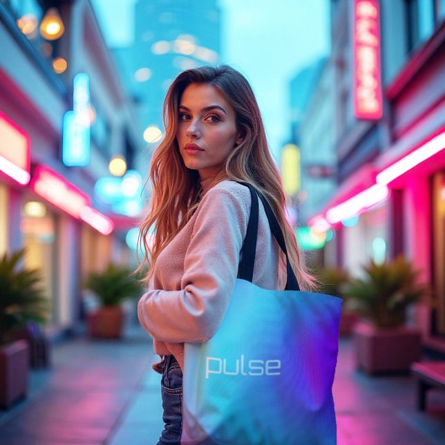 Tote Bag Pulse Prism - Vaporwave Vibe Gradient (Vaporwave Gradient Tote. Carry a pulse of retro-futuristic color & modern style.)