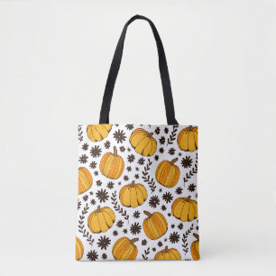 Tote Bag Pumpkin color seamless pattern, hand drawn squash