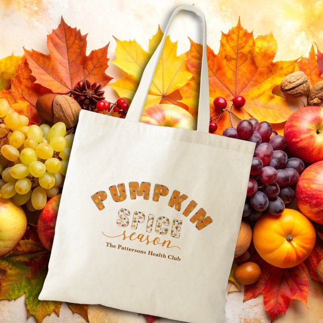 Tote Bag Pumpkin Spice Season Vibes Personalize Name (Créateur téléchargé)
