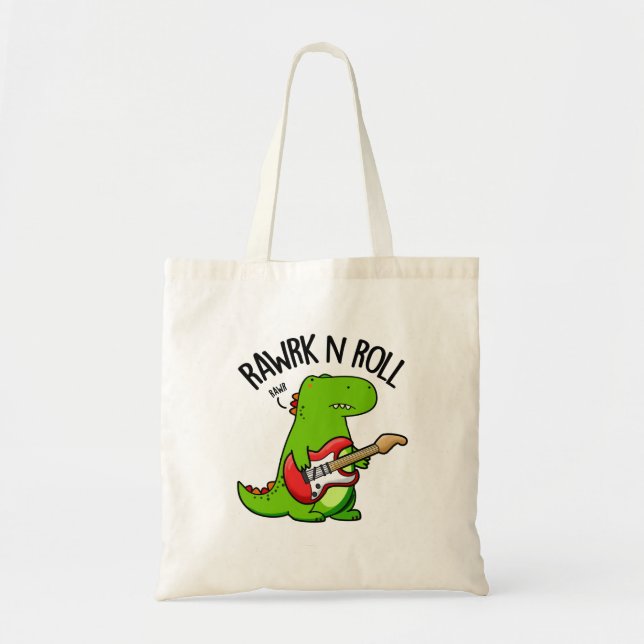 Tote Bag Pun Dinosaure Rocker Rawrk Et Roll Drôle (Devant)