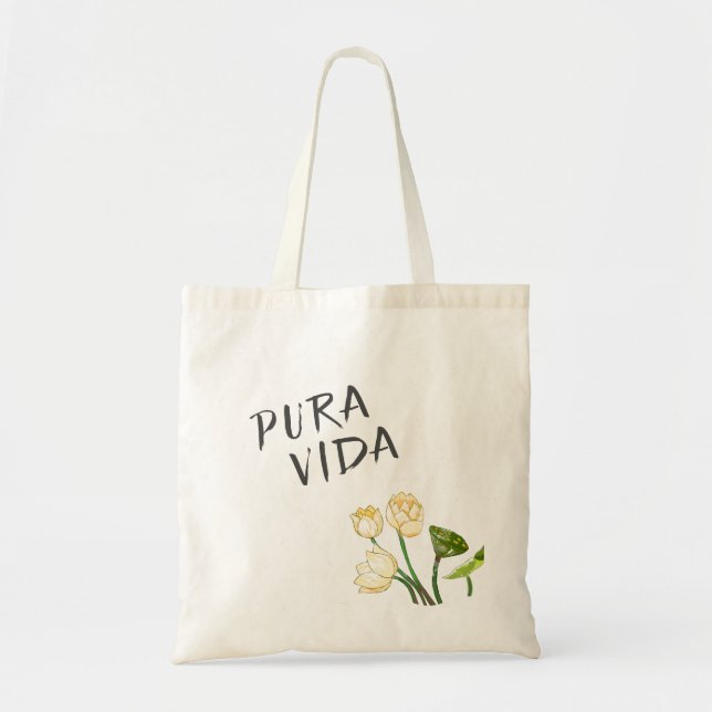Tote Bag Pura Vida Lotus Fleurs & Lotus Seedpod (Devant)