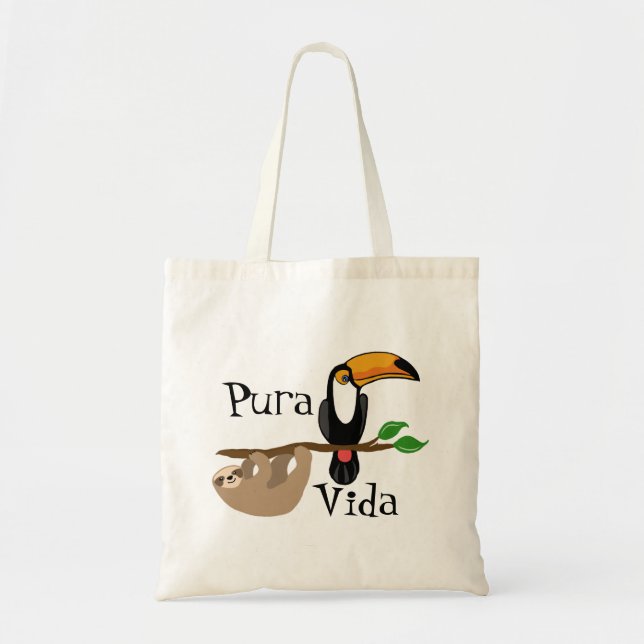 Tote Bag Pura Vida, paresse et toucan (Devant)