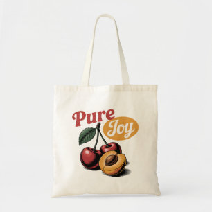 Tote Bag Pure Joy Cherries Apricot Retro Christian Tee