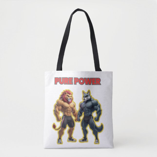 Tote Bag Pure Power – Strong Animal Muscle Cartoon Design (Devant)