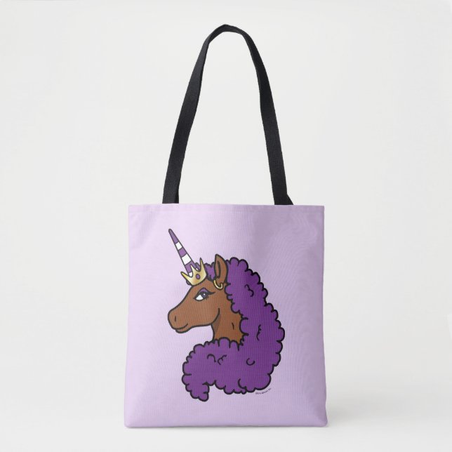 Tote Bag Purple Afro Unicorn (Devant)
