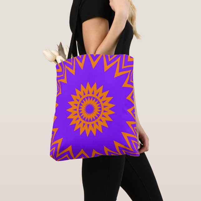 Tote Bag Purple and Orange Sun Rays (De près)