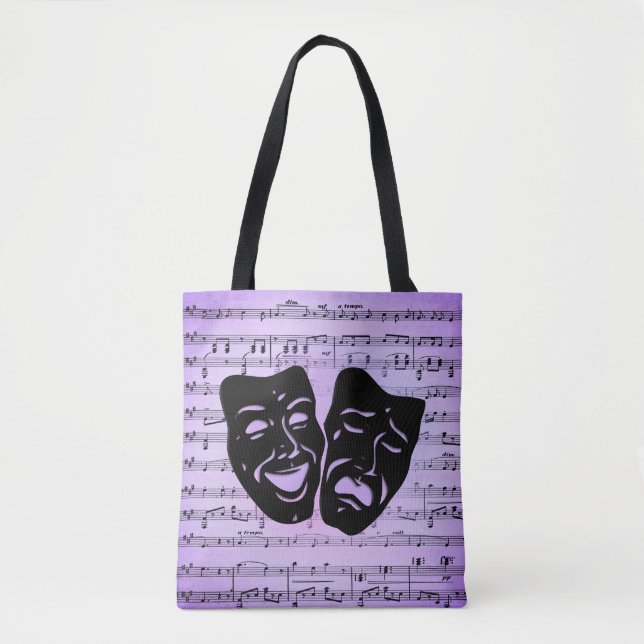 Tote Bag Purple Art unit les masques de théâtre (Devant)