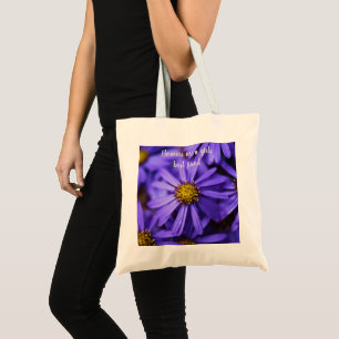 Tote Bag Purple Aster Flowers Beau Sentiment