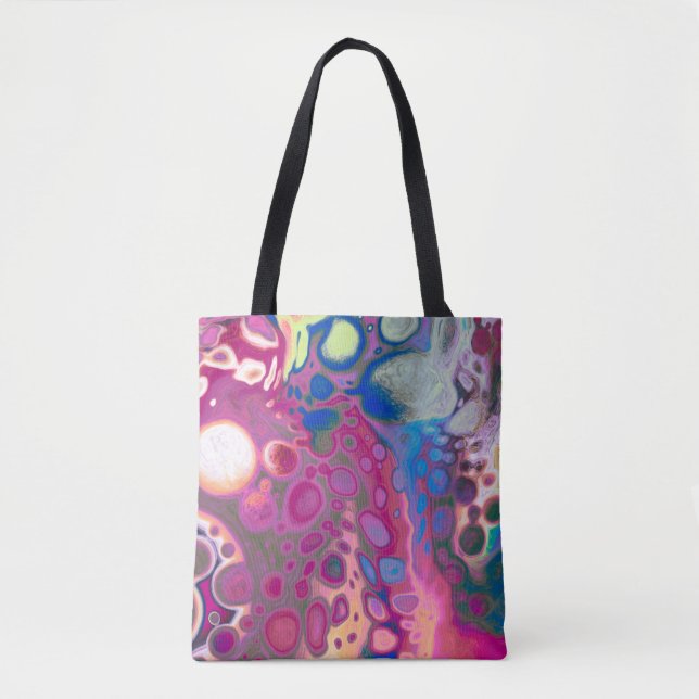 Tote Bag Purple, bleu et rose numérique moderne Abstrait (Devant)
