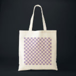 Tote Bag Purple Check, Checkerboard Pattern, Checkered<br><div class="desc">Pattered Checkered - purple and cream white checkerboard.</div>