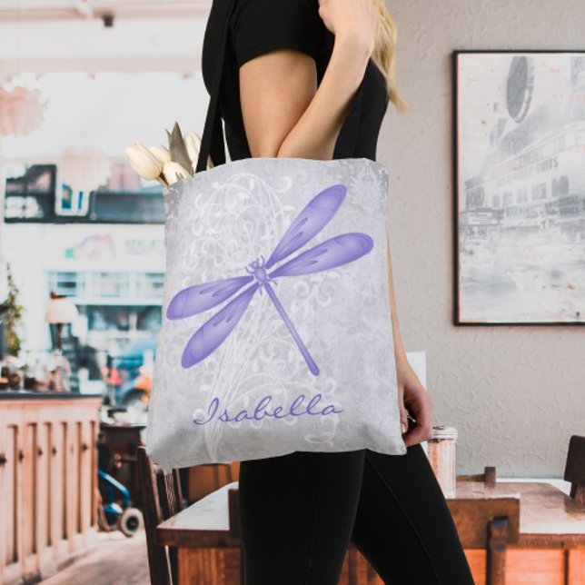 Tote Bag Purple dragonfly Personnalisé Fourre-tout (Purple Dragonfly Personalized Tote Bag)