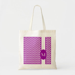 Tote Bag Purple Elegant Chevron Design avec monogramme