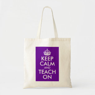 Tote Bag Purple et blanc Gardez le calme et Enseigner