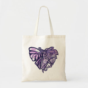 Tote Bag Purple Fairy Garden Rose Fées Jardinage Coeur