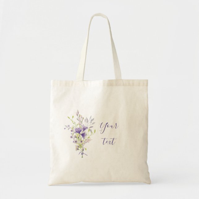 Tote Bag Purple floral spray custom (Devant)