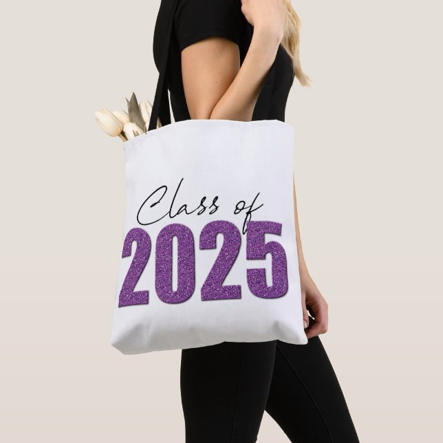 Tote Bag Purple Glitter Classe de 2025 (De près)