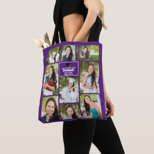 Tote Bag Purple Graduate Photo Collage Graduation Cadeau