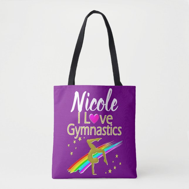 TOTE BAG PURPLE I LOVE GYMNASTICS DESIGN (Devant)