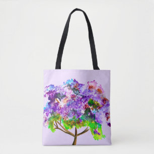 Tote Bag Purple Jacaranda tree watercolor fine art