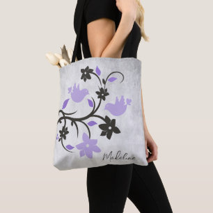Tote Bag Purple Lovebirds Fourre-tout