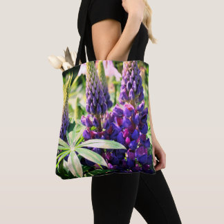 Tote Bag Purple Lupine Flower Trio 