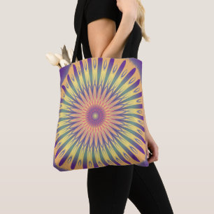 Tote Bag Purple Orange Jaune Psychédélique Mandala