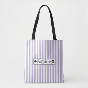 Tote Bag Purple Pastel Stripes Chien Personnalisé Chat Anim