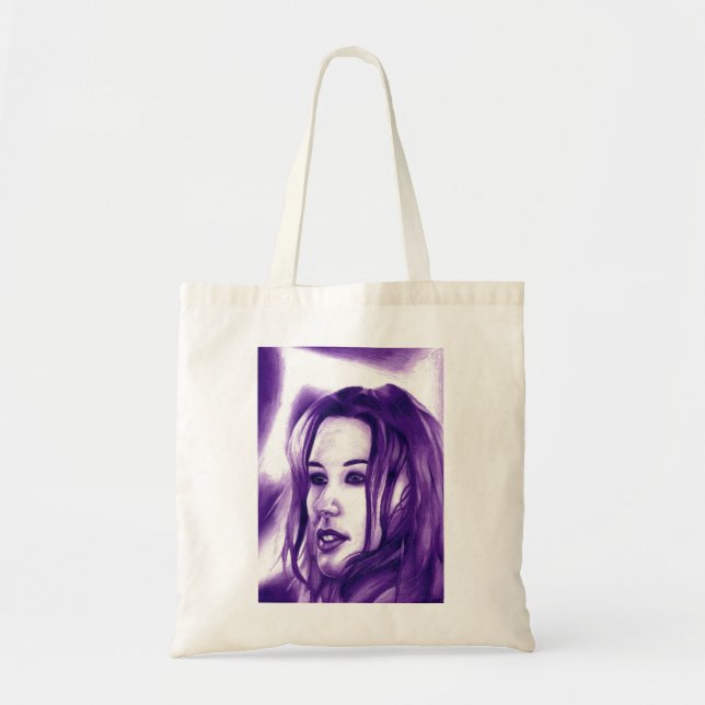 Tote Bag Purple People Woman Portrait Art original (Devant)