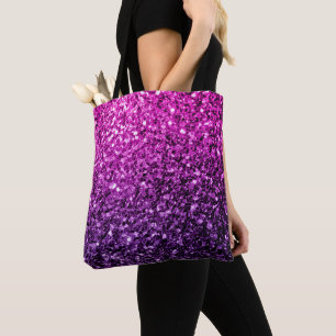 Tote Bag Purple Pink Ombre faux parties scintillant scintil